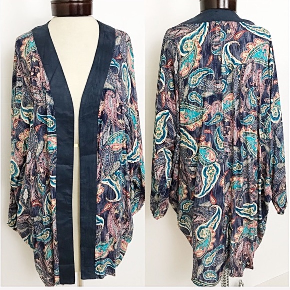 Work Play Boho Paisley Cardigan Kimono SML - Picture 2 of 8
